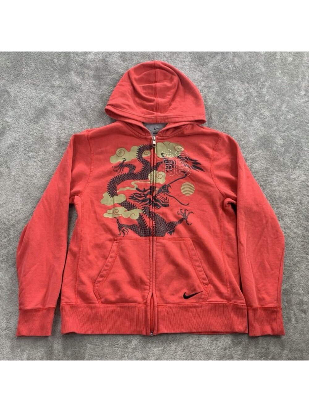 Nike Jacket Youth Boy XL Chinese New Year of Dragon Hoodie 2012 Y2K Faded Red